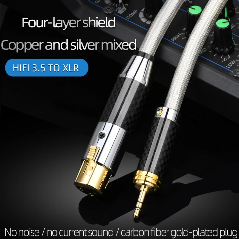 ATAUDIO HiFi 3.5mm to XLR Audio Cable 7N OCC Core with Self-locking XLR plug Dual 3.5mm to 2XLR Cable for DVD Amplifier Mixer