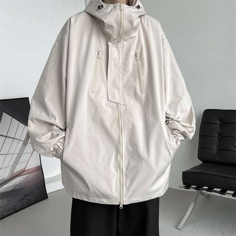 Blouson aviateur à capuche pour hommes, coupe-vent à fermeture éclair, printemps, automne, veste cargo adt, décontracté, sport, 2024