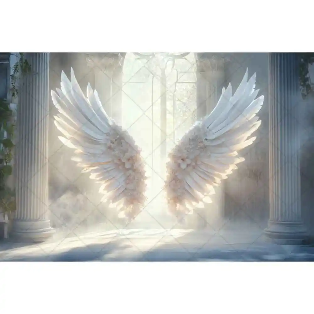 Angel Wings Photography Backdrop Classical Palace Floral Window Sunshine Bride Wedding Maternity Portrait Photo Background Decor
