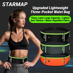 Outdoor Running Waist Bag For Mobile Phone Light And Thin Fitness Cycling Water Bottle With Three Waterproof Pockets Men Women