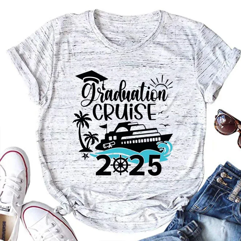 Personalized Graduation Cruise 2025 Shirts Graduation Cruise Squad Top Harajuku Shirts for Women Trips 2025 L
