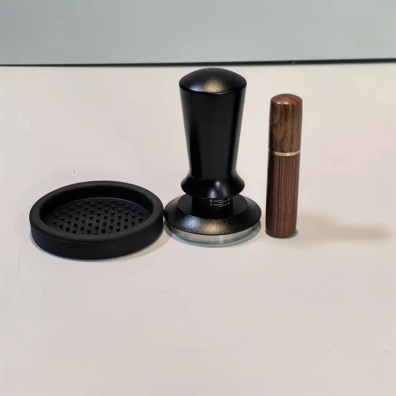 51/53/58mm Classic Business Stainless Steel Coffee Tamper Spring Espresso Set with Tampers Stirrer and Silicone Mat