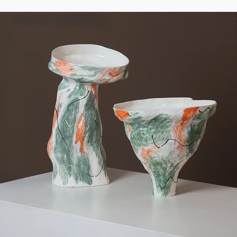 Ceramic Vase Abstract Irregular Pattern Ceramic Handicraft Floral Arrangement Accessories Flower Vase Home Decoration