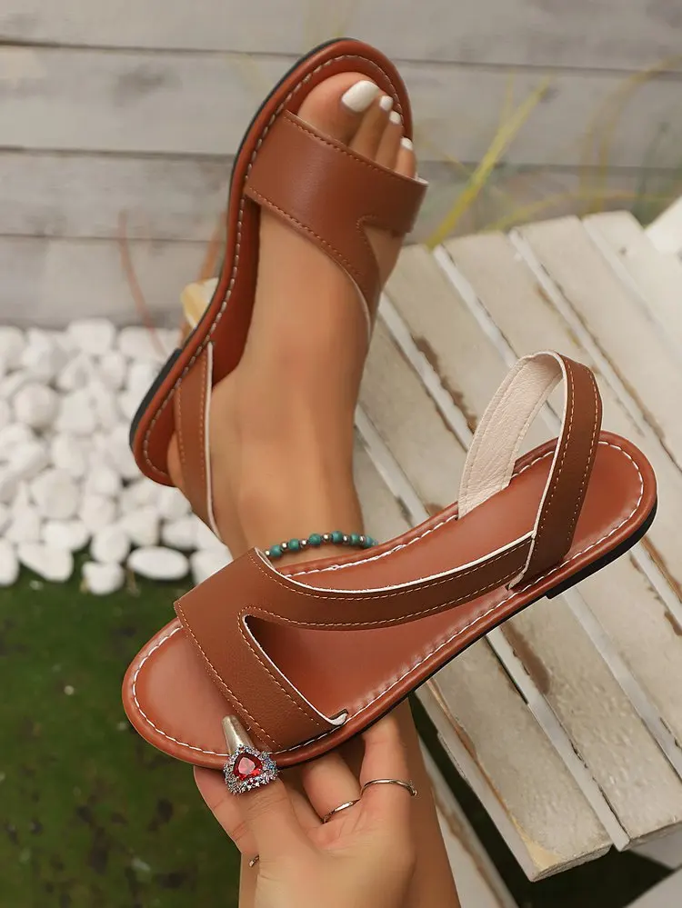 Damen-Mode-Flachsandalen mit Slingback und offener Zehenpartie für den Sommer, Strand, Freizeit, bequemes Gehen, stilvolle, atmungsaktive Damenschuhe mit Sohle – Detail 22