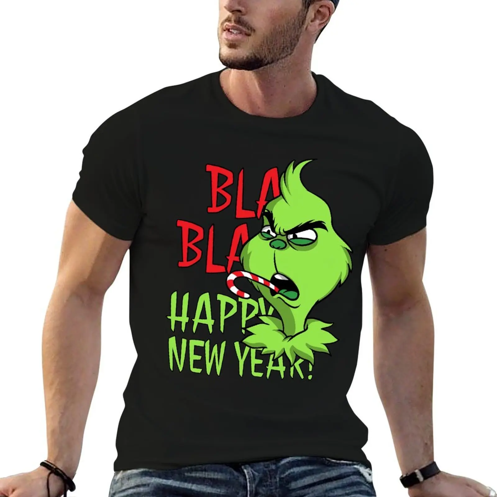 

Bla Bla Happy New Year T-Shirt man t shirt cotton high quality t shirt man plain T-Shirt