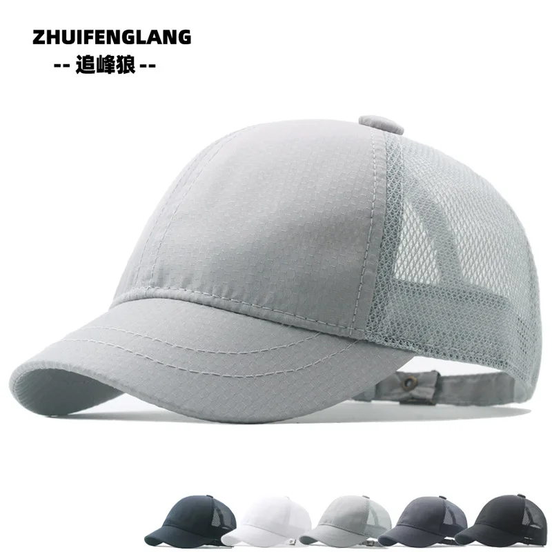 جديد قصير حافة التجفيف السريع قبعة بيسبول رقيقة تنفس الرجال قبعة الشمس شبكة كبيرة رئيس بطة اللسان قبعة قبعات الغولف الرجال 4m975