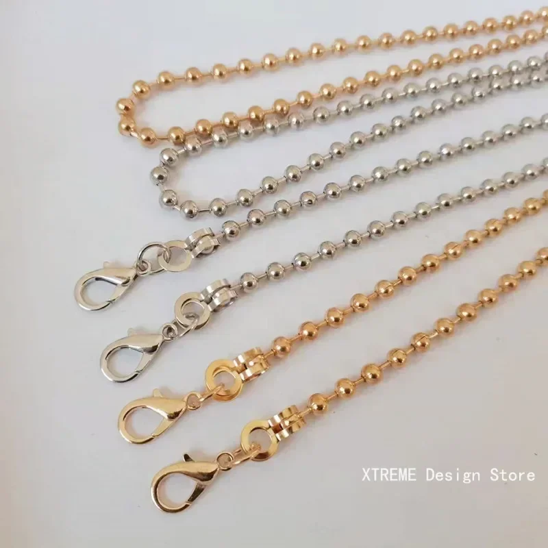 

110CM Long Round Ball Purse Chain Lobster Clasps Hooks Handbag Accessories Golden/Silver Bag Chain