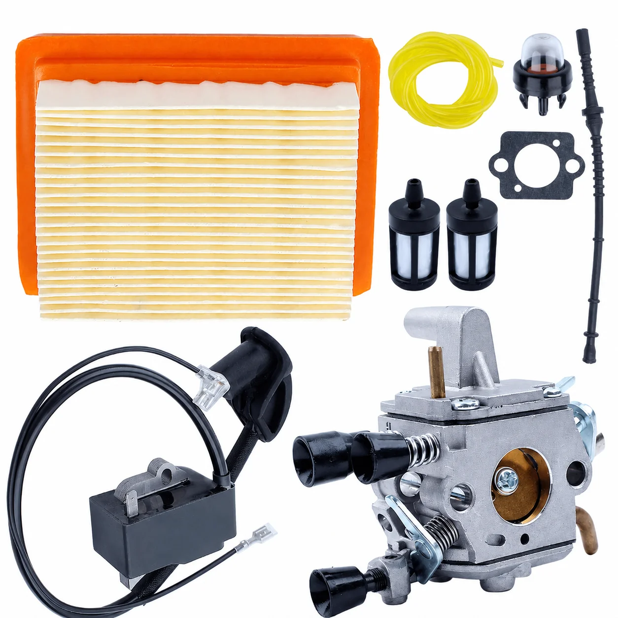 Ignition Coil Carburetor Kit For Stihl FS120 FS250 FS200 FS350 FS300 Trimmer, Fuel Hose Gasket Air Filter OEM 4134 120 0603 Kit - view 2