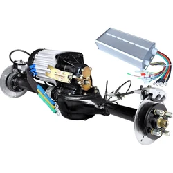 DC60V/72V 1.5kw/2KW kit motore mozzo brushless freno a disco, gruppo assale posteriore triciclo elettrico, ruote portanti, dimensioni opzionali