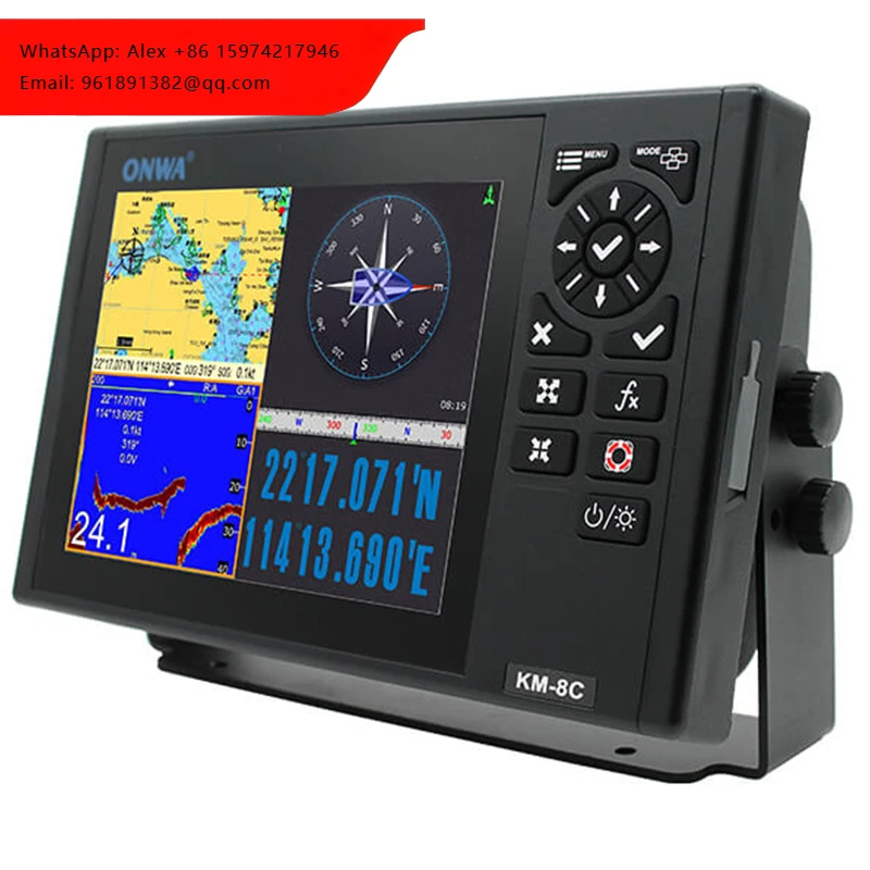 

GPS-картоплоттер ONWA Km-8C 8-дюймовый с многофункциональным дисплеем и эхолотом для морских судов