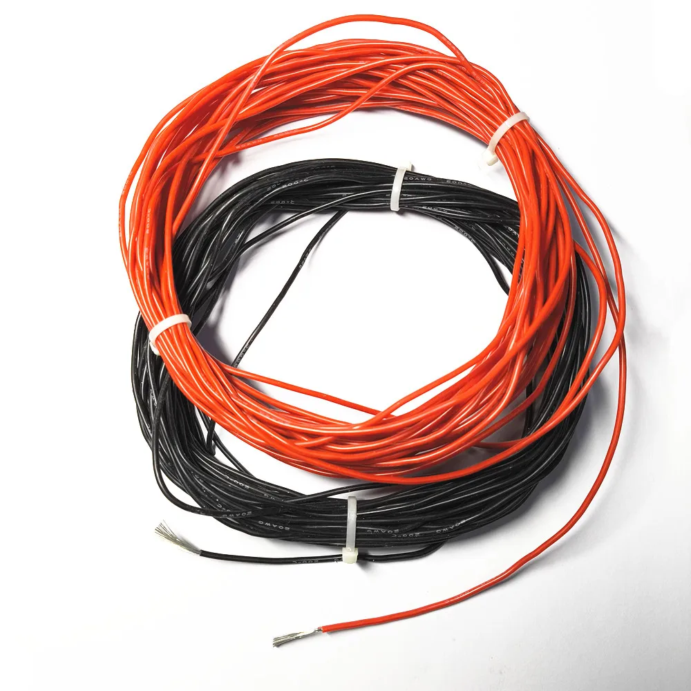 1/3/5Meters 13.8A Red+Black 20AWG Heat-resistant Cable Soft Silicone Cover Wire Line Tin Plated Copper Core DIY Model Airplane