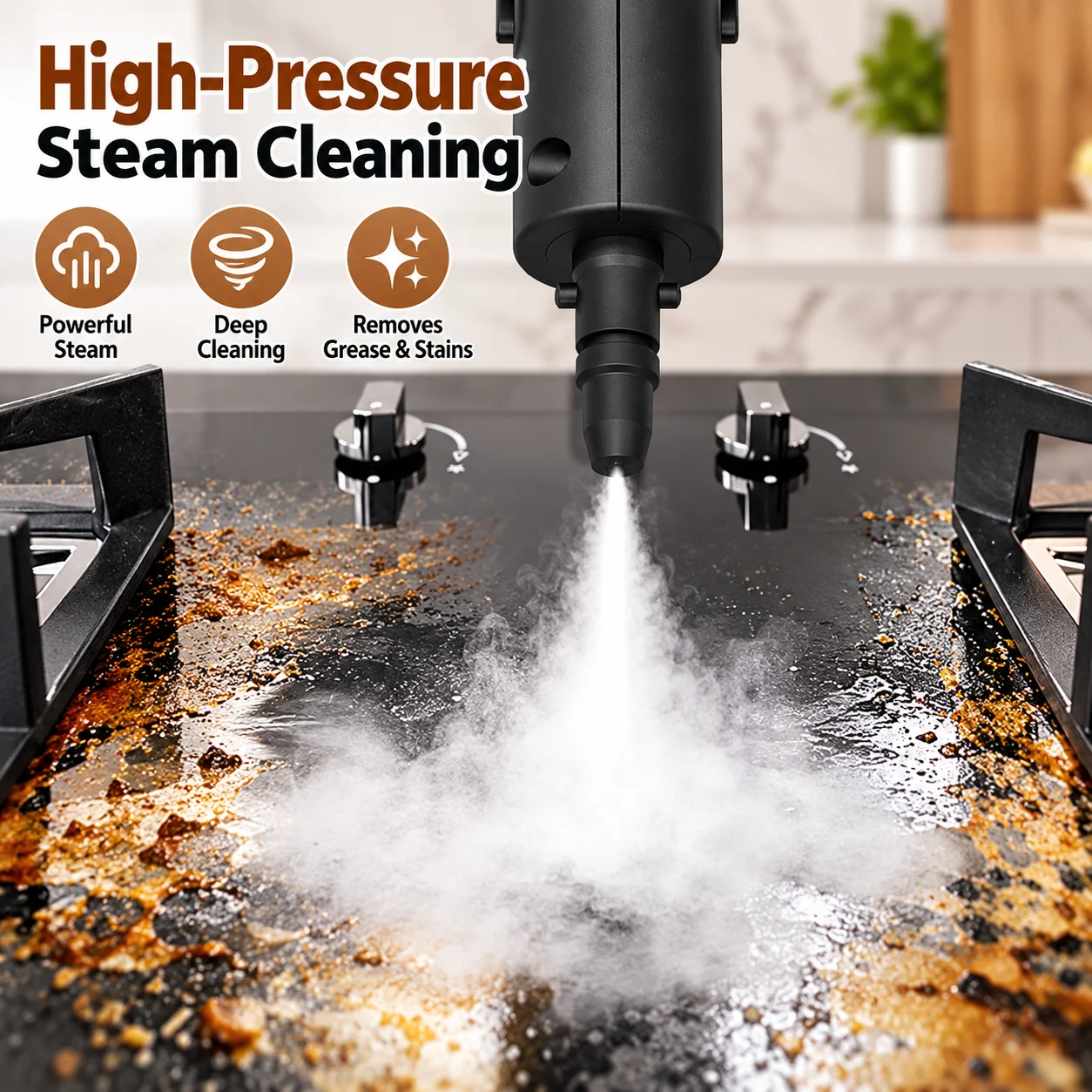 1500W High Pressure Steam Cleaner, 4 Bar 105°C Portable Multi-Purpose Steam Cleaning Machine with 1800ML Water Tank, Handheld Steam Gun and Multiple Accessories for Kitchen, Bathroom, Floors, Windows and Home Cleaning