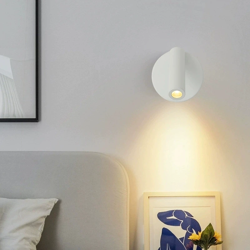 Adjustable LED Wall Lamp Sconce Creative Bedside Reading Lamp for Hotel Bedroom Study Rotating Small 3W Spotlight AC 90-240V