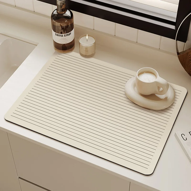 Super Absorbent Large Mat Antiskid Draining Dish Drying Quick Dry Elegant Minimalist Kitchen Bathroom Drain Pad Tableware Decor