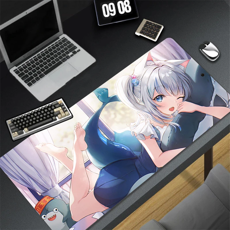 Computer Gaming Accessories Cute Mousepad Office PC Mouse Pad Keyboard Pad H-hololive Gawr Gura Desk Decoracion Anime Desk Mat