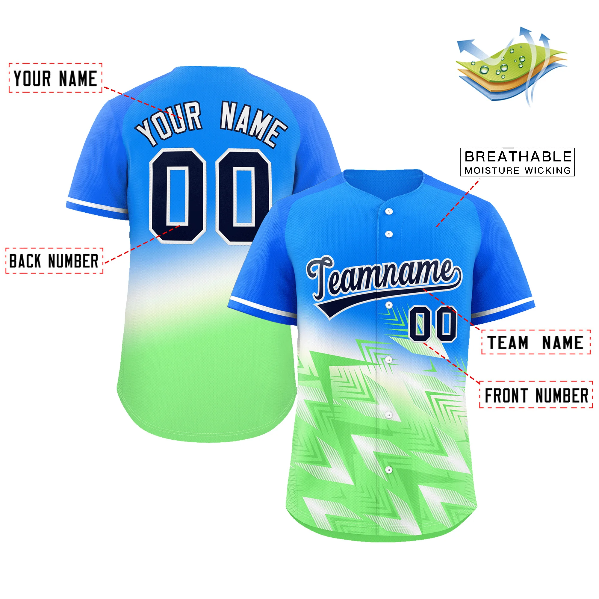 Custom Baseball Jersey Gradient Fashion Printed Team Name Number Sport T-Shirt for Men/Boy Outfits Jersey