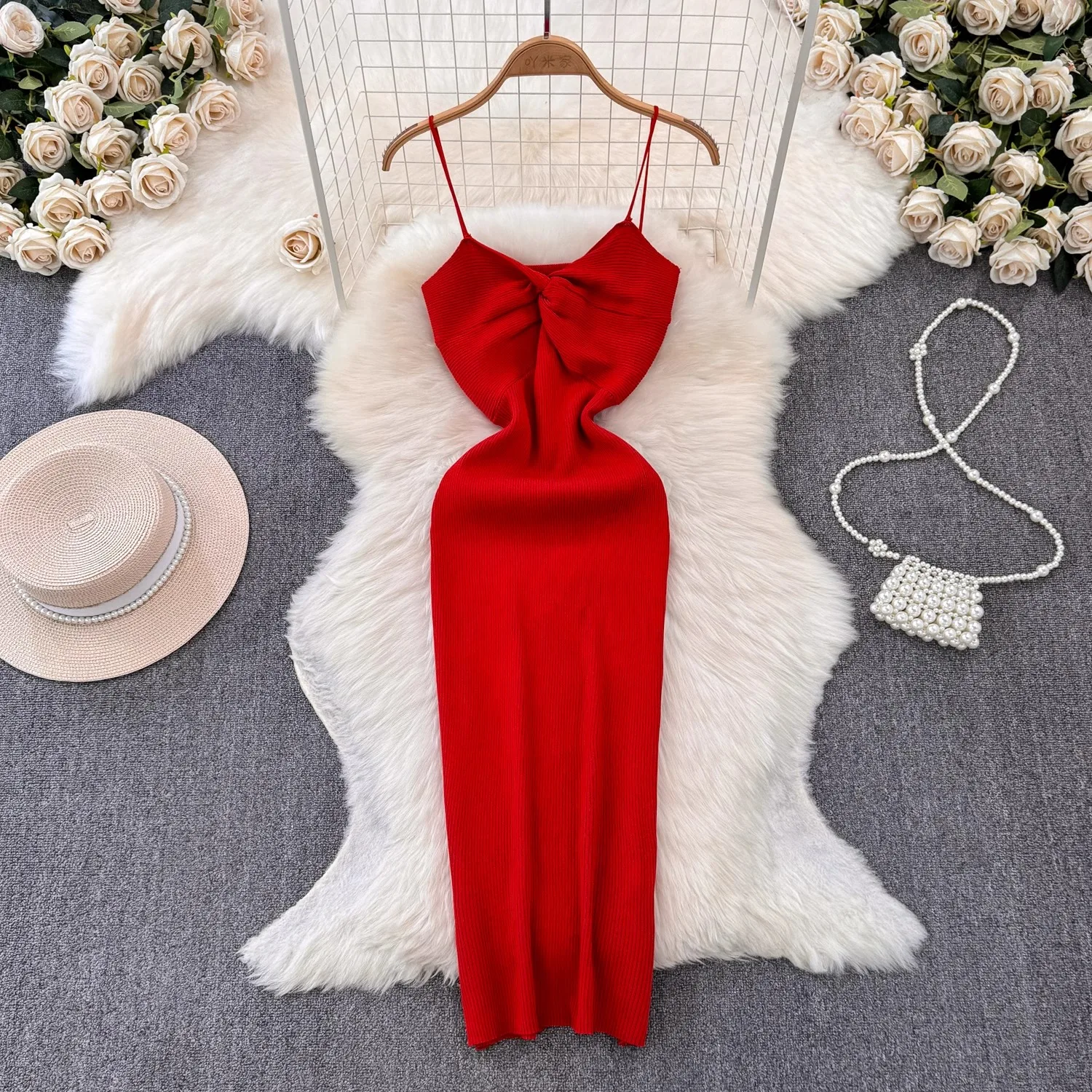 YuooMuoo Women Dress Summer Sexy Package Hips Knitting Knot Camisole Dress for Women Streetwear Outfits Party Bodycon Vestidos