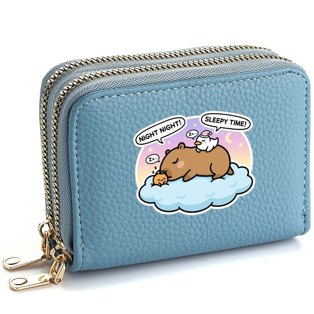 Ladies Mini Short Wallet with Dual Zippers Fashionable Multi-Card Slot Cute Coin Purse