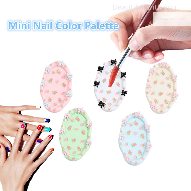 

Colorful Ellipse Bow Tie Resin Paint Palette Mini Portable Nail Glue Mixed Tools Art Supplies Coloured Drawing Color Decorative