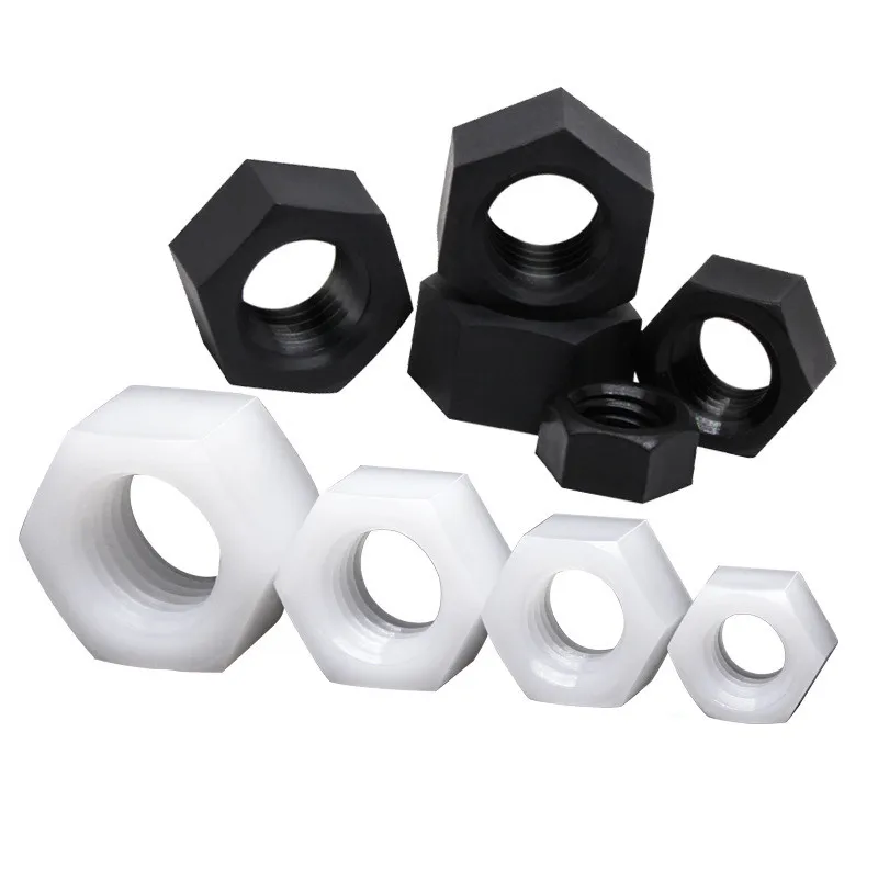 200~ 1000pcs/bag M3 M4 M5 M6 M8 M10 Nylon Plastic Hex Nuts White Black Nylon Nut Insulation Hexagon nuts