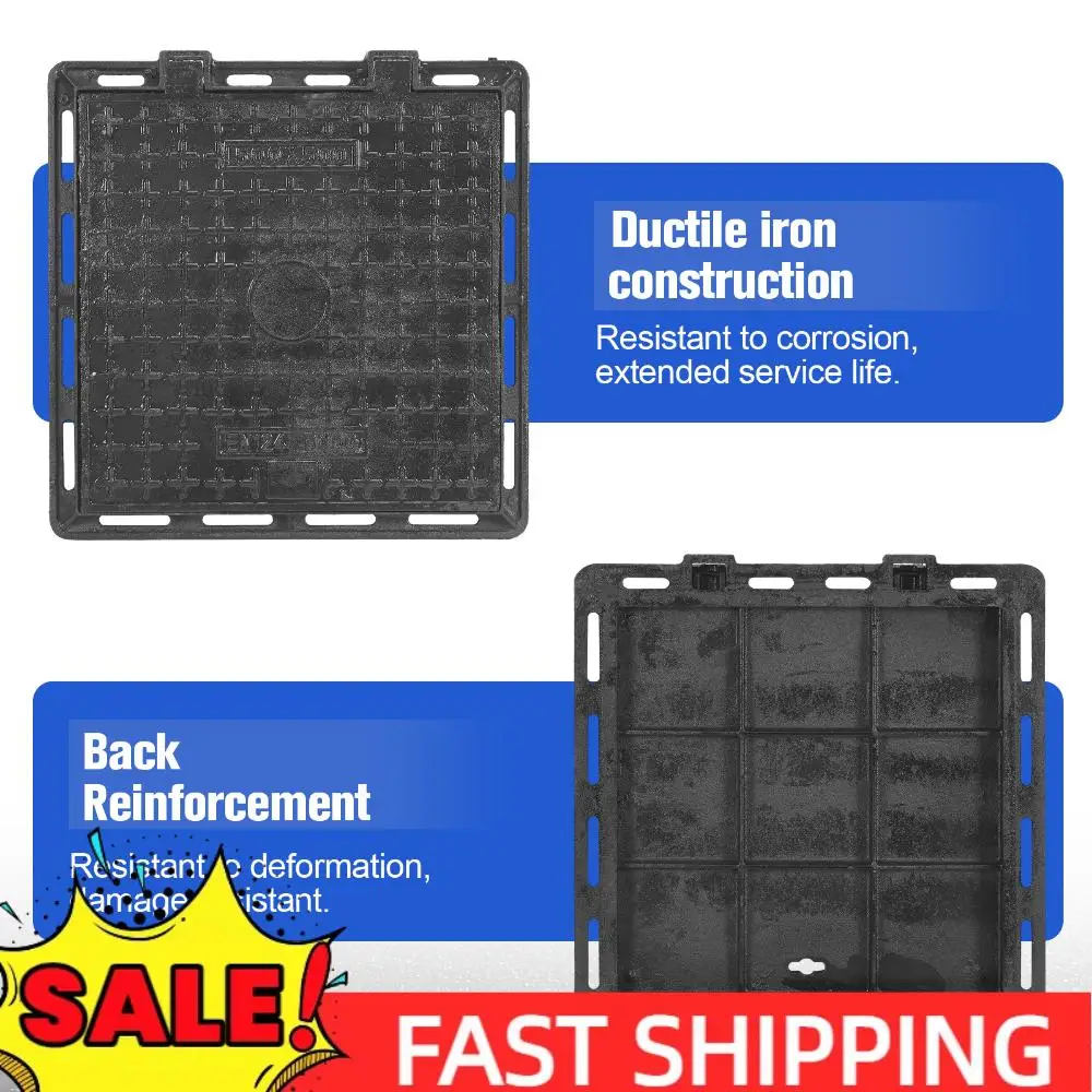 

Чугунная крышка люка и рама с основанием, сантехнический ревизионный люк с противоскользящим покрытием для канализации, двора, бетонного подвала, патио