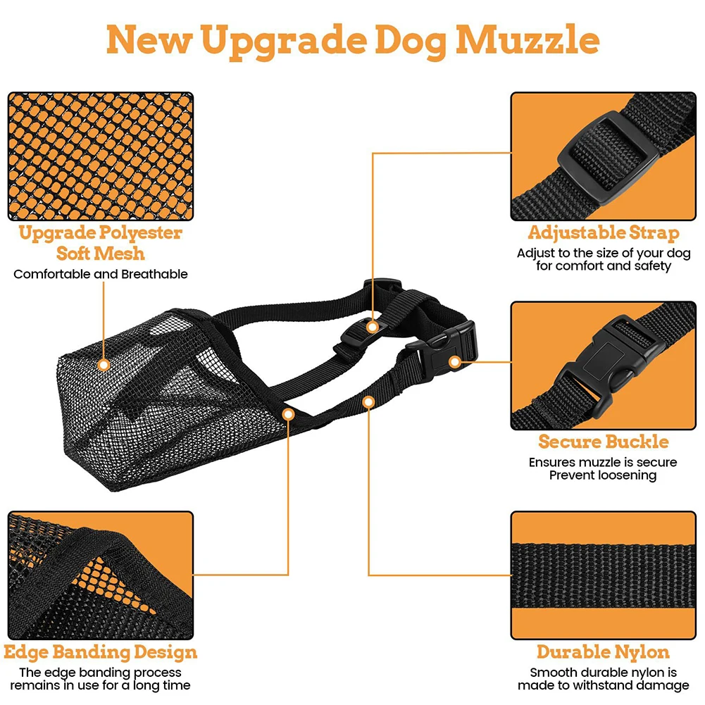 Pet Mesh Muzzle Breathable Adjustable Anti-bite Anti-barking Mouth Mask Protective Cover For Small Medium Large Dogs Dropshipp