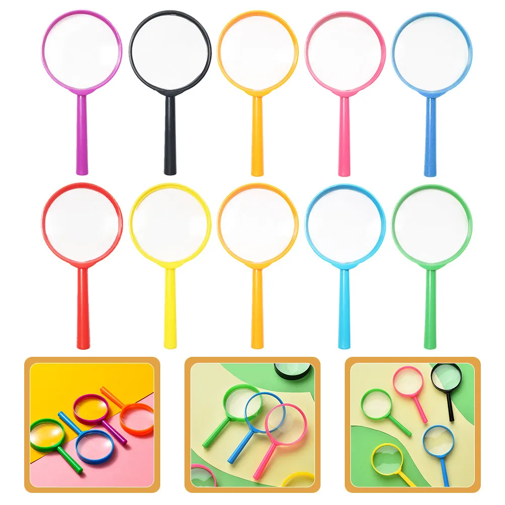 10Pcs Handheld Magnifier for Reading Books Maps Nature Exploration High Definition Shatterproof Lens Lightweight Portable