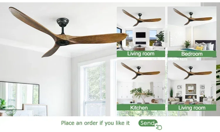 Best Seller Firstsolid Wood Ceiling Fan Quiet Dc Motor 3 Wooden Blade Ceiling Fan With Remote Control