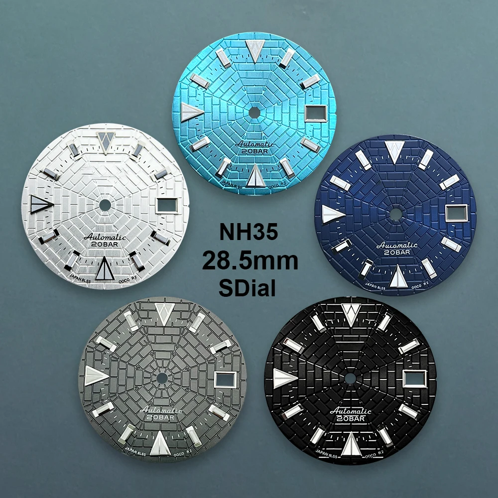 

28.5mm S Logo Cobweb Dial Fit NH35/NH36 Japan Movement Green Luminous High Quality Dial Watch Modification Accessories