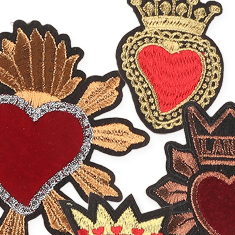 4 Stück Herz-Aufnäher zum Aufbügeln für Kleidung, Kinder, bestickte Jacken, niedliche Aufnäher, Stoffe, zum Aufnähen, thermisch haftend, zum Selbermachen. – Detail 4