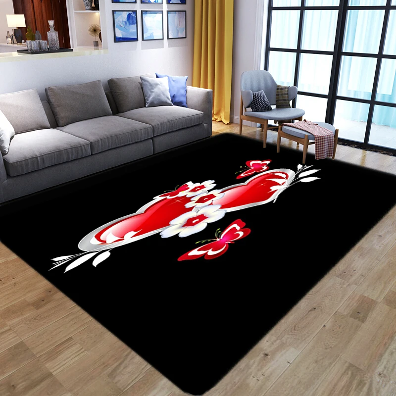 Lovely Heart Carpet 3D Printed Non-slip Area Rugs Soft Flannel Carpets For Home Living Room Bedroom Play Floor Mats Parlor Decor