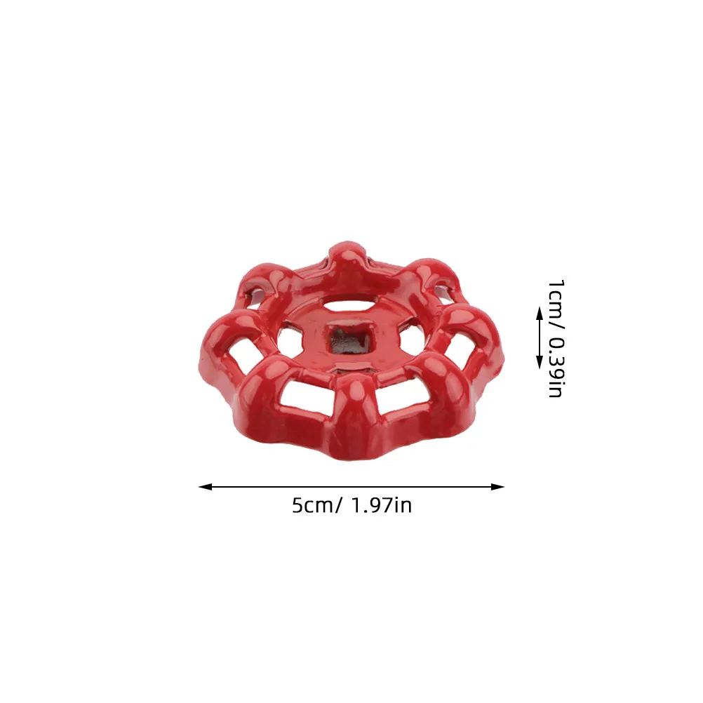 6pcs Red Metal Gate Hand Wheel Cast Iron Shutoff Handle Parts Flat Bottom Easy Operation Reliable Sealing Kitchen Faucet view 2