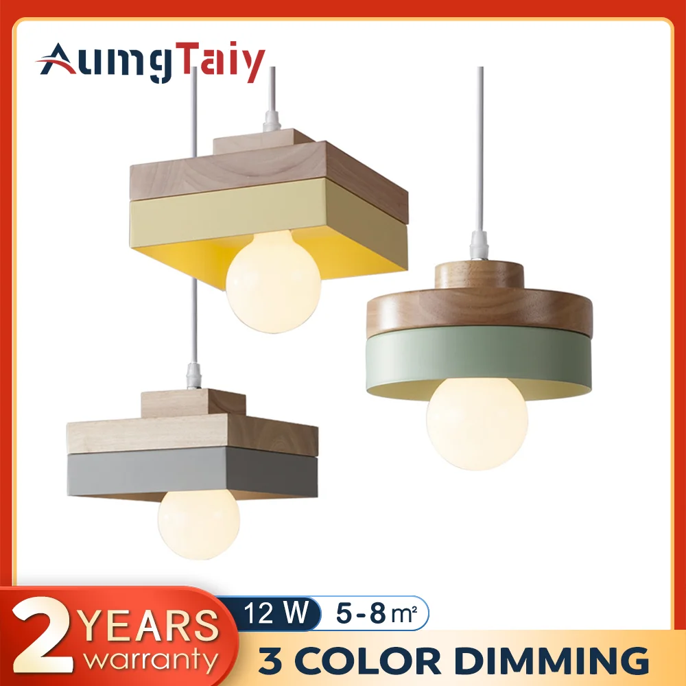 

Nordic Wood Led Pendant Light Hanging Lamp for Bedroom Bedside Dining Table Interior Kitchen Living Room Restaurant Chandelier