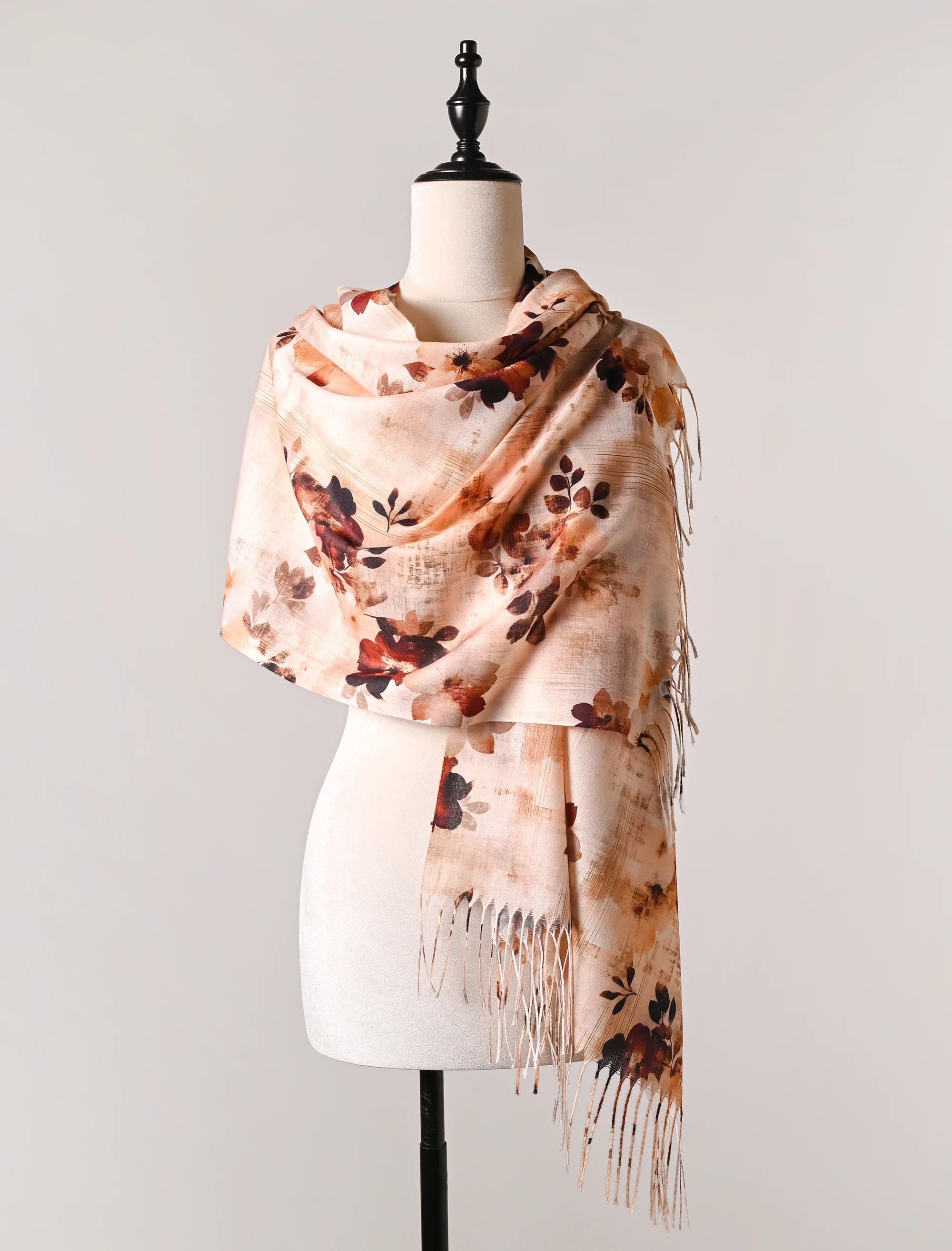 

2025 Fashion Chiffon Hijab Abstract Floral Tassel Shawl Scarf Lady High Quality Wrap Thin Pashmina Stole Muslim Hijab 190*70CM