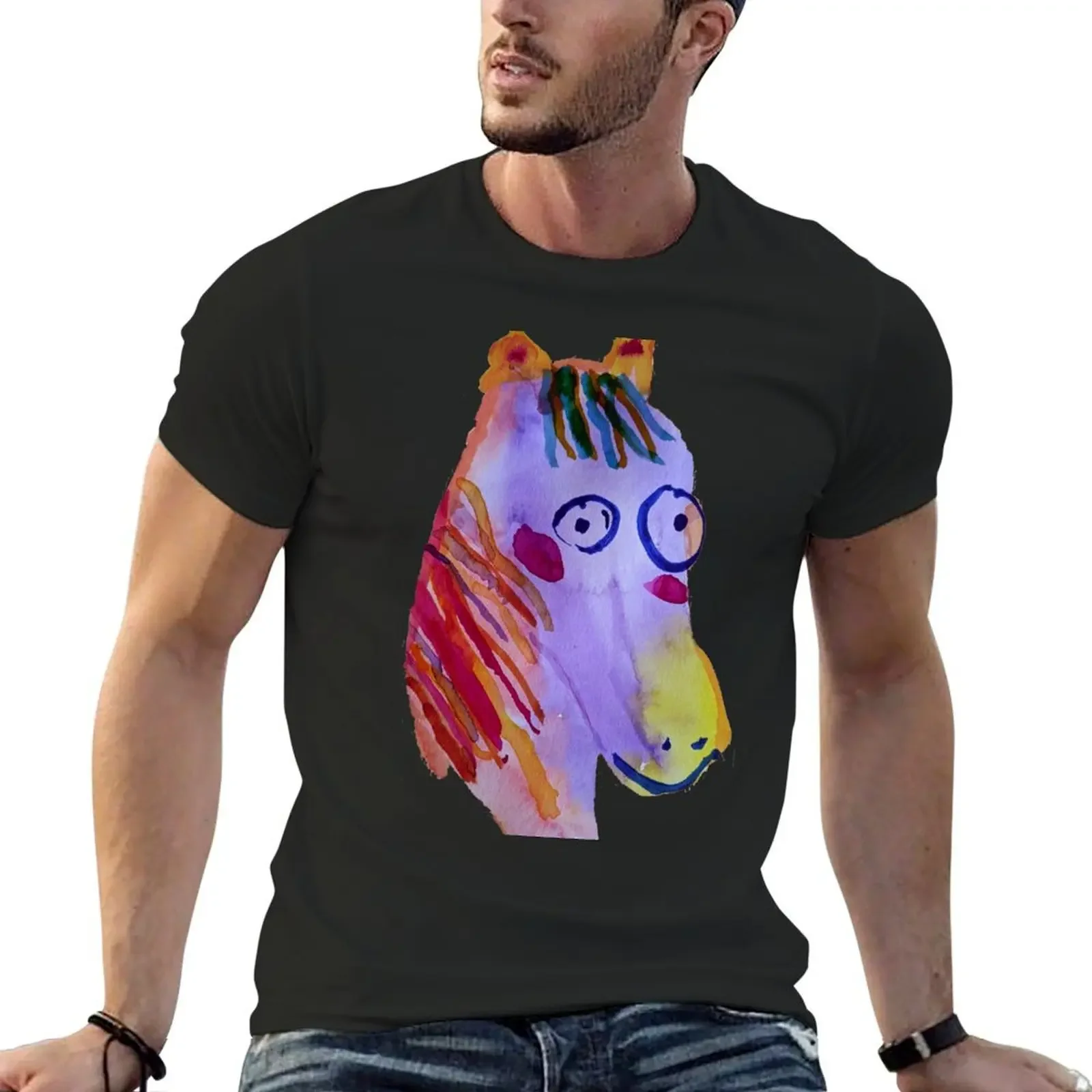 

A Horse for Rebecca in Watercolors T-Shirt boys animal print custom shirt blue archive tees men t shirt