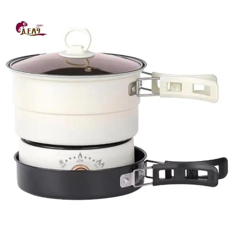 AEA9-Electric Cooker Cooking Pot Foldable Hotpot 1.6L Portable Multi Cookers Split Type Rice Cooker Frying Pan Home Travel(EU)