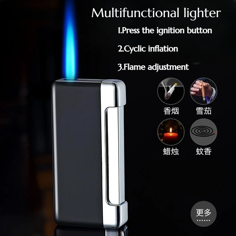 Directly Shoots Out Blue Flame Windproof Lighter Compact and Lightweight Press To Ignite  Automatically InflatesLighters