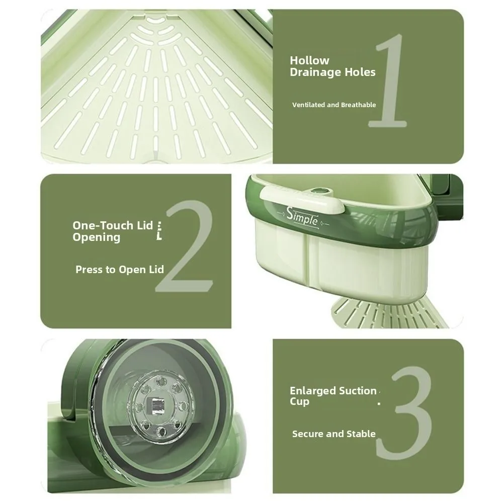 

Ситечко для раковины на присоске, корзина, треугольная 2 в 1, кухонный фильтр для мусора, многофункциональная полка для мыла без перфорации