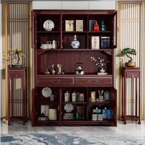 New Chinese mahogany dining side cabinet size apartment tea cabinet