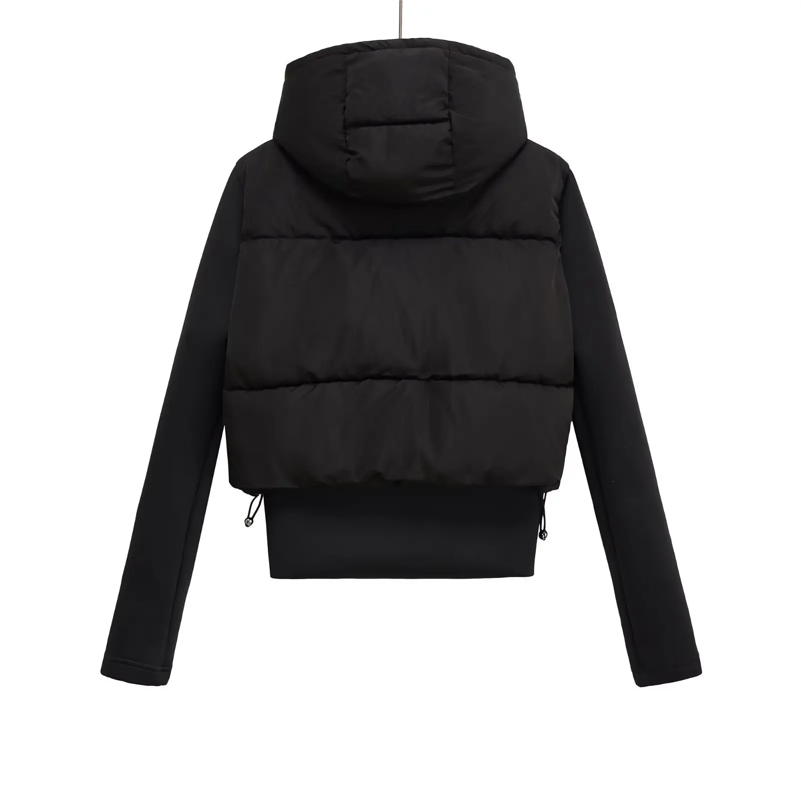 KIDCRKJ Karierte Winter-Parka-Jacke für Damen, schwarz, Stehkragen, langärmelig, gepolsterter Mantel für Damen, verdickter warmer Baumwollmantel für Damen – Detail 3