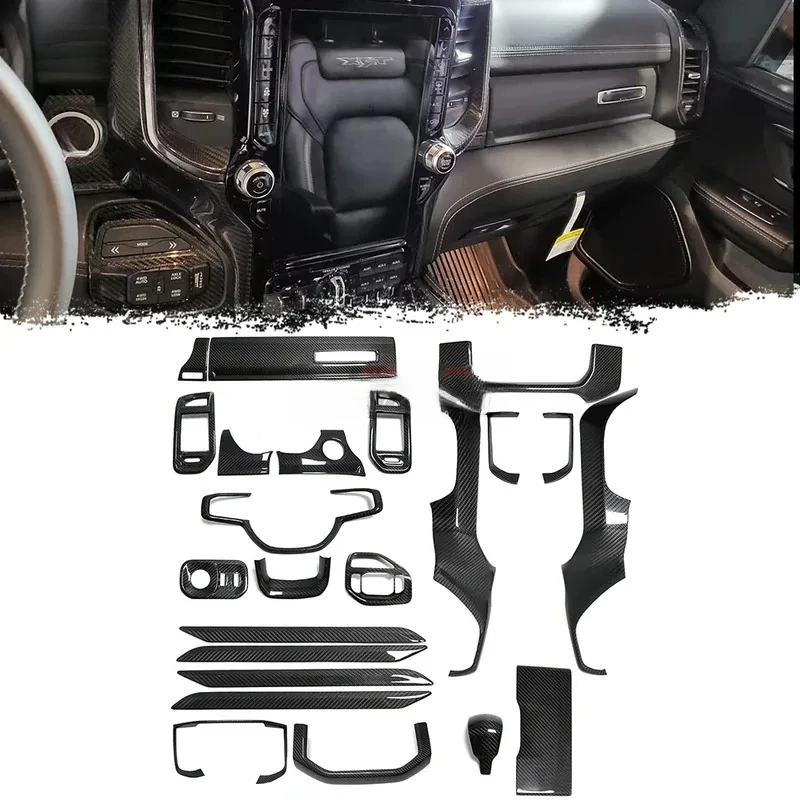 

Заводская горячая продажа: Декоративные накладки из настоящего карбона для центральной консоли, приборной панели, воздуховодов и дверных панелей для 1500 Off-R