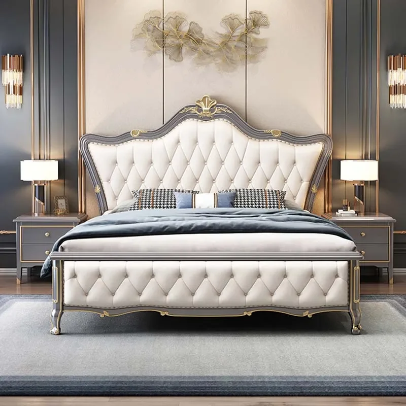 Princess Unique Double Bed European Style Leather Storage Bedroom Queen Bed Luxury Comferter Letto Matrimoniale Furniture Home