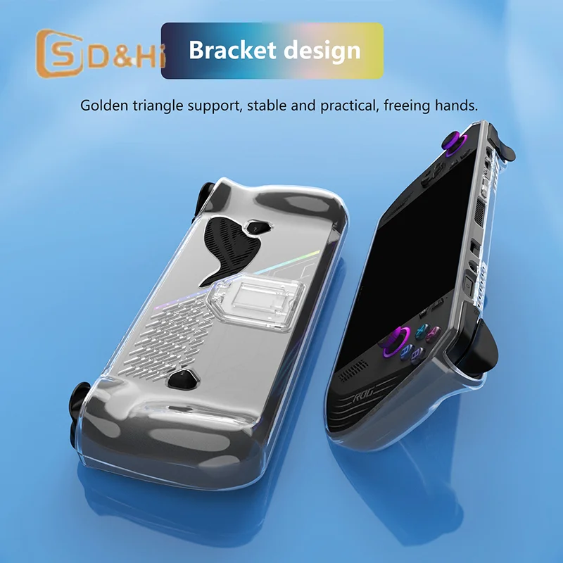 Clear Case For  ROG ALLY X Game Console Protective Cover With Bracket Shockproof Drop-proof TPU Soft Rubber Protective Shell