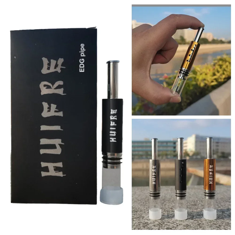 جديد EDG قابل للسحب الأنابيب المكبس التبغ أنبوب زجاجي مصفاة معدنية الجافة النار السجائر مجموعة اكسسوارات التبغ للرجال