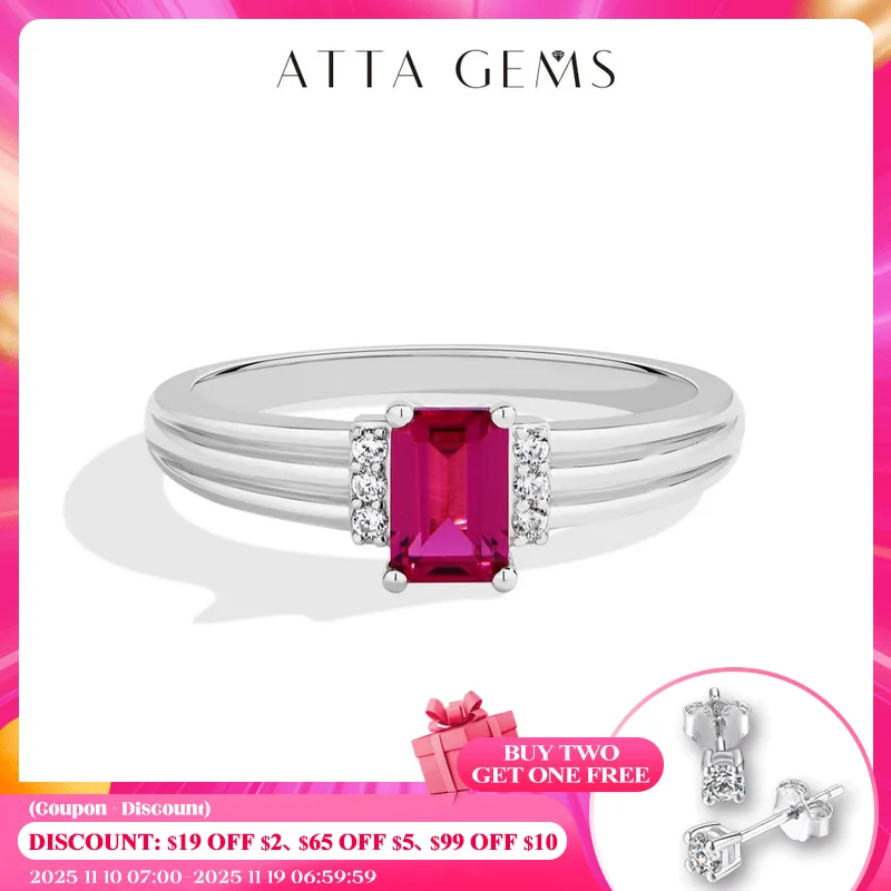 ATTAGEMS الزمرد قطع 1CT 5x7 مللي متر مختبر نمت روبي خواتم للنساء الأصلي 925 فضة خاتم حفلة خطوبة مجوهرات كلاسيكية #1