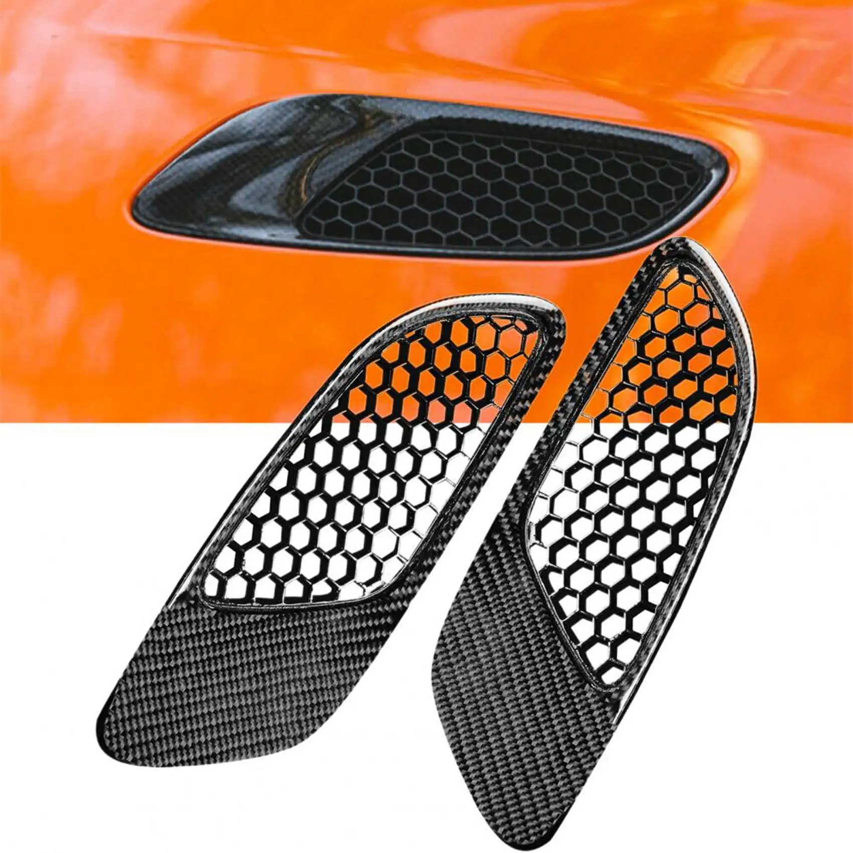 

WF-2PCS Engine Hood Vent Louvers Air Scoop Bonnet Vent Cover For-BMW E90 E91 E92 E93 M3, Carbon Fiber Pattern