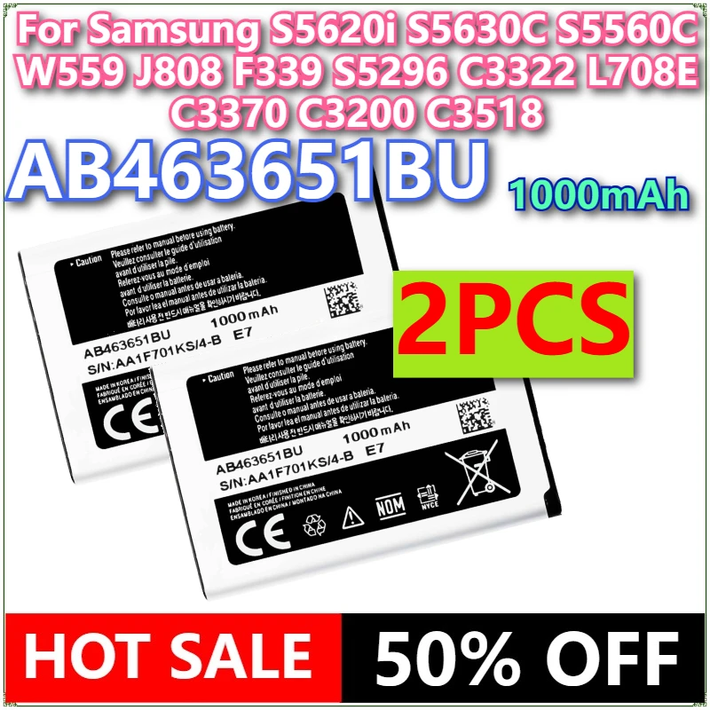 

Brand New AB463651BU Mobile Phone Battery For Samsung S5620i S5630C S5560C W559 J808 F339 S5296 C3322 L708E C3370 C3200 C3518