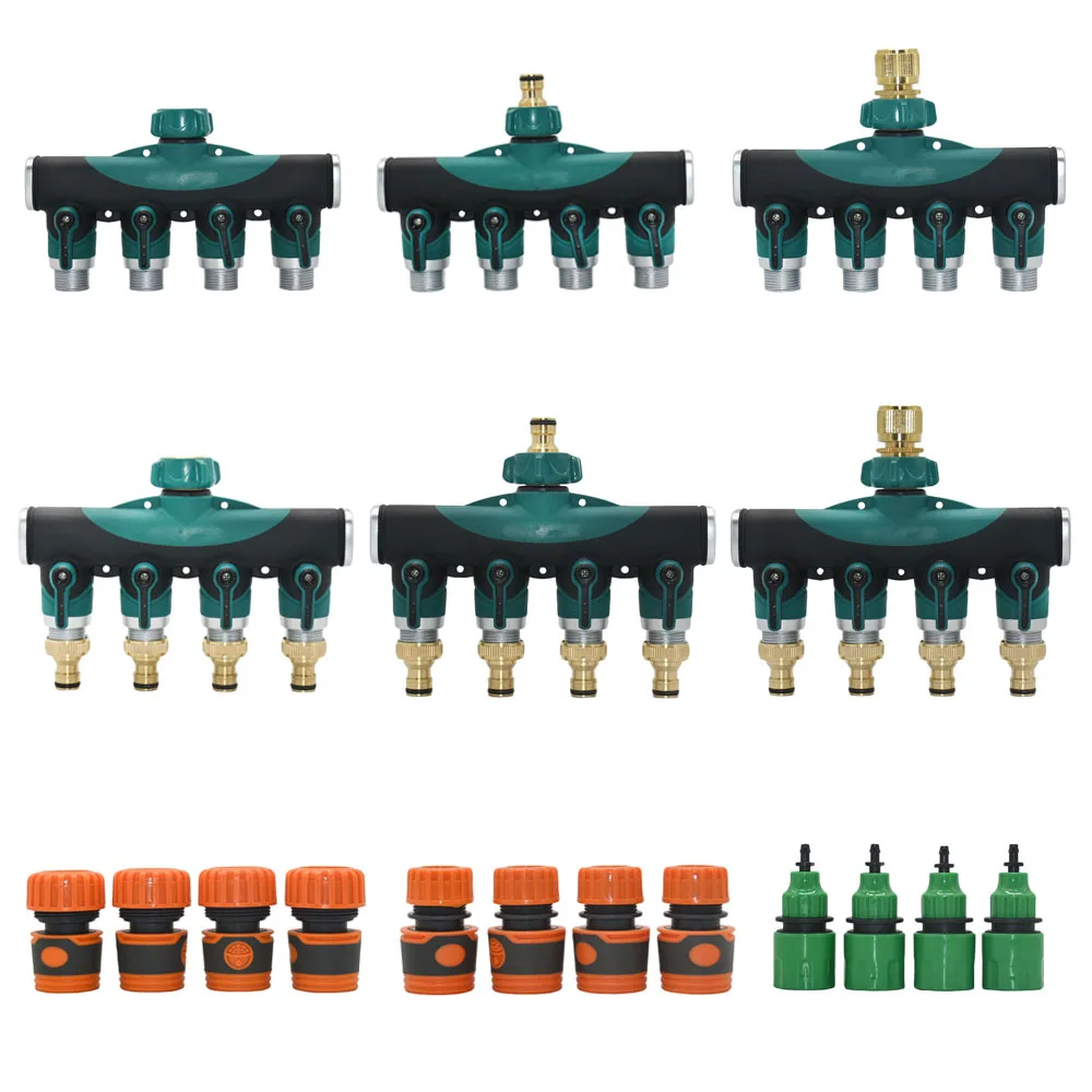 3/4 Cal gwint 4-drożny Tap wąż ogrodowy Splitter złącze ze stopu cynku podlewanie dystrybutor do kran na zewnątrz