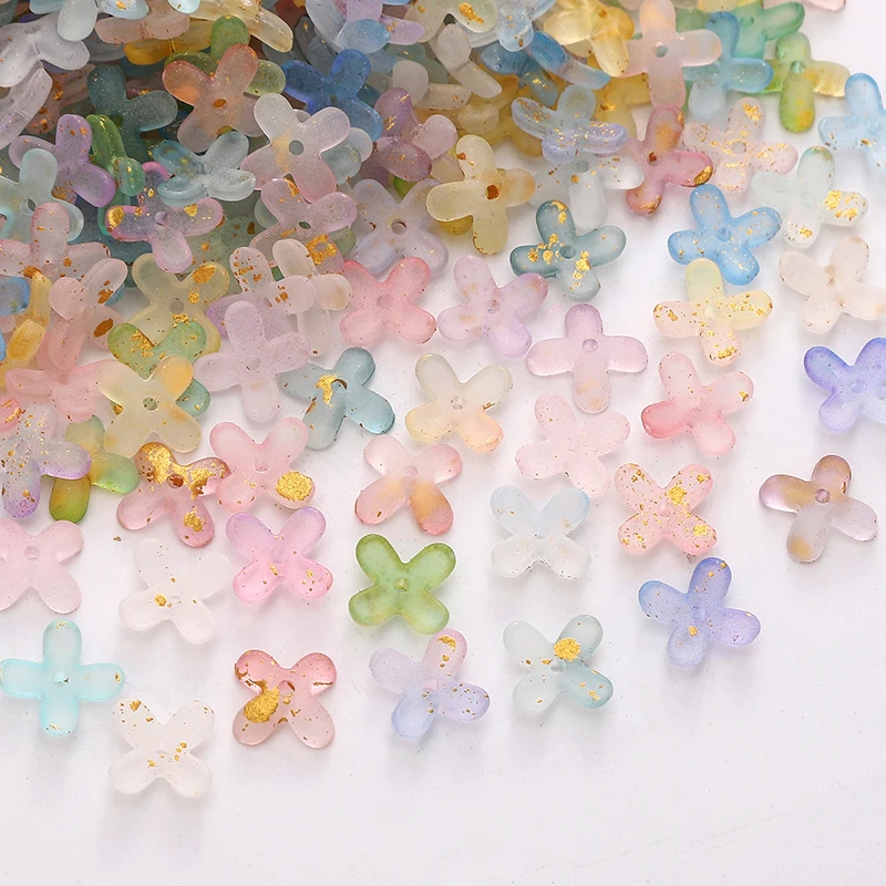 80pcs Acrylic 4 Petals Flower Beads Multi Color Loose Spacer Beads For Jewelry Making Handmade Diy Bracelet Earrings Accessories