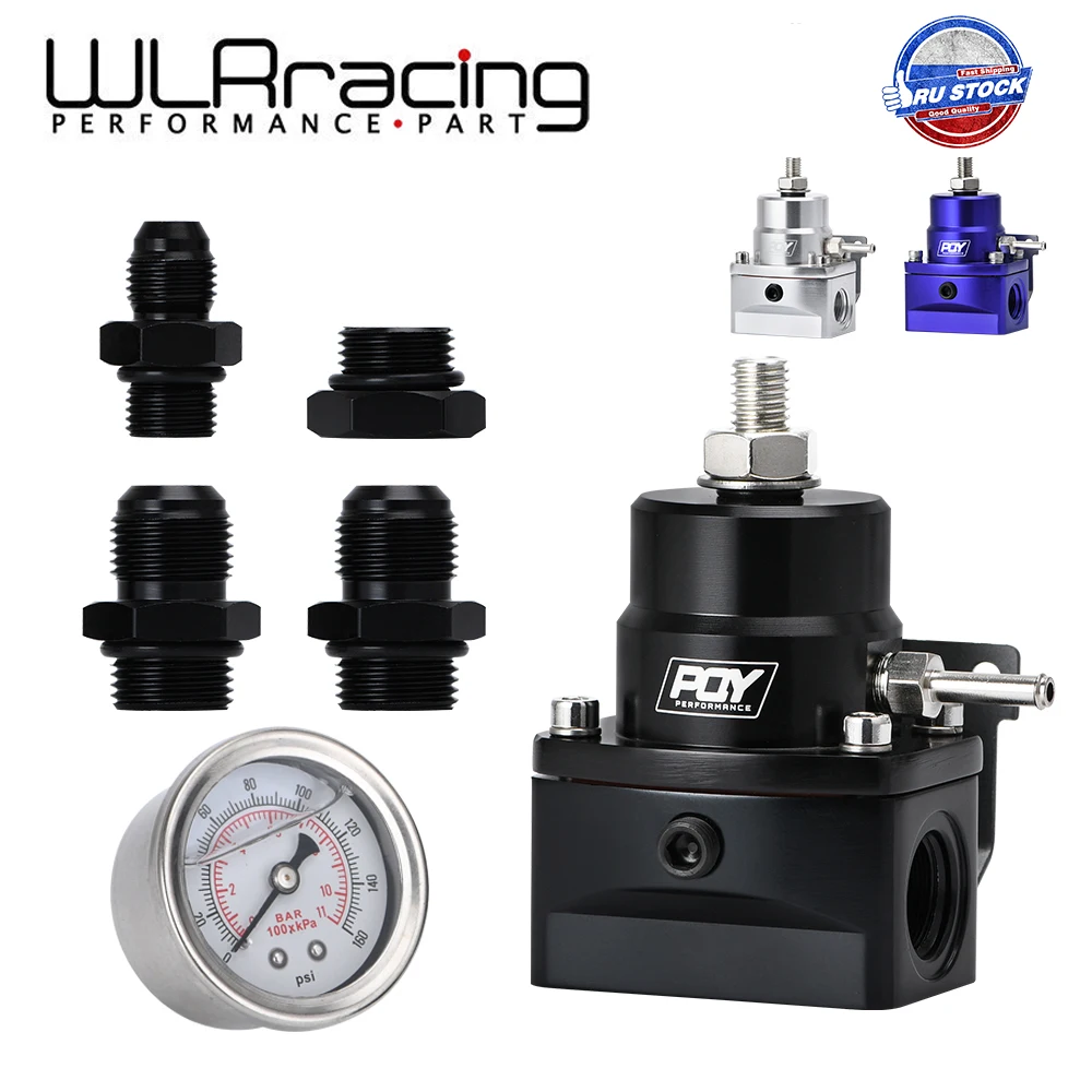 WLR RACING - Regulador de combustível de alta pressão AN8 com impulso - Regulador de pressão de combustível 8AN 8/8/6 EFI com medidor WLR7855